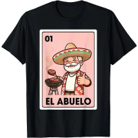 El Abuelo Grilling Grandpa Mexican Bingo Card Unisex T-Shirt Cotton Menswear Man Classic Lengan 100%