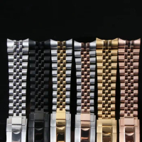 Watch Band For Seiko NH35 Submariner Jubilee Case 314L Stainless Steel Watch Strap Glide Lock Buckle Silver Bracelet