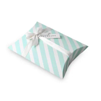 20Pcs 18.5x13.5x3.5cm Colorful Pillow Box Ribbon Bow Present Pouch Kraft Paper Wedding Favors Gift Box Christmas Party Supply