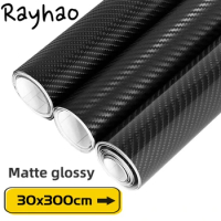 Carbon Fiber Vinyl Wrap Roll Self Adhesive Car Stickers Glossy Matte Car Decal for Motorcycle DIY Black Decals for Car Interiors