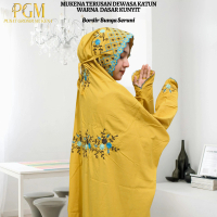 Mukena Terusan Dewasa Katun Mikro Warna Kunyit Bordir Bunga Seruni Indah