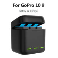 gopyks For GoPro 9 10 11 LED Light Charger Storage Charging Box/1800mAh Battery For GoPro Hero 10 Hero 9 Black Camera Accessory