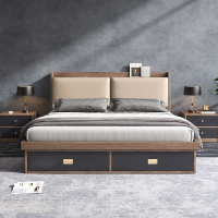 Leather And Solid Wood Bed Frame Storage Solid Wooden Bed Frame Tatami Bed Frame Bed Frame With Mattress Queen and King Size