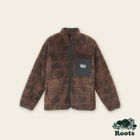 Roots男裝-城市悠遊系列 異材質口袋雪爾帕印花外套-棕色