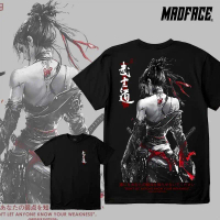 MADFACE - T Shirt Samurai Setan Kupu-Kupu Jepang - Kaos Cetak Geisha - Kaos Hitam Katun Unisex