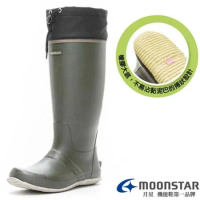 【日本 MOONSTAR】露營園藝雨靴(3E 寬楦).長筒雨鞋.水陸兩用鞋/MSRLS049 橄欖綠