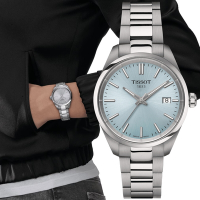 TISSOT天梭 官方授權 PR100 經典簡約石英腕錶-冰藍 母親節 禮物 34mm / T1502101135100