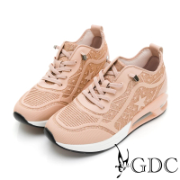【GDC】輕量運動閃耀星彩氣墊厚底休閒鞋-粉色(226056-13)