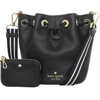 【KATE SPADE】Rosie黑色皮革二合一迷你水桶包