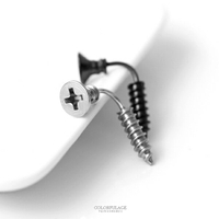 耳針 趣味彎曲螺絲丁鋼製耳環 柒彩年代【ND456】