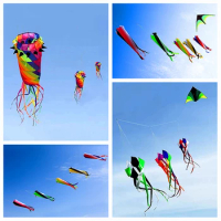 Free Shipping new kites windsocks flying octopus kites show inflatable kites facory Gel blaster drill winder dragon kite ripstop