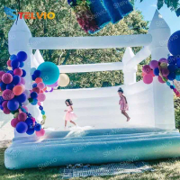 Free Shipping Inflatable Bouncy Trampoline Kids White Bounce House Castle for Rental