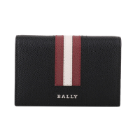 BALLY  Tyke 防刮皮革紅白條紋證件照卡夾(黑色)