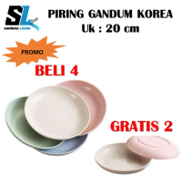 Beli 4 Gratis 2 - Piring Jerami Gandum 20 cm Piring Plastik Bahan Jerami Gandum Makan