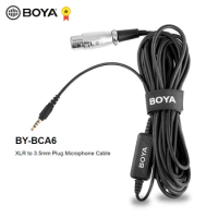 BOYA BY-BCA6 XLR Adjustable Volume Microphone Mic Cable Adapter Mini Jack AUX Cord Audio Wire 6m for iPad iPhone iPod Touch
