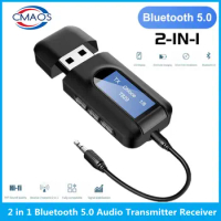 USB Bluetooth 5.0 Audio Transmitter Receiver LCD Display 3.5MM AUX RCA Stereo Wireless Adapter Dongle For PC TV Car Headphones