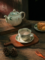 與家創意設計百合花咖啡杯碟陶瓷英式下午茶杯子套裝禮盒送禮高檔