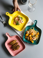 北歐陶瓷烤盤子創意帶手柄烤箱烘焙焗飯烤盤子家用網紅菜盤餐盤子