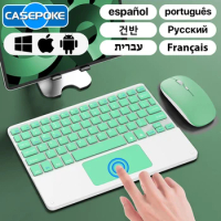 CASEPOKE Touchpad Wireless Keyboard For Android IOS Huawei Xiaomi Tablet iPad Pro Air Mini Korean Russian Spanish Keyboard
