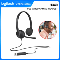 Logitech H340 USB Computer Headset Microphone Noise Reduction Microphone Digital Stereo Sound Wired Headpphone For Computer