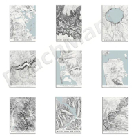 Milford Sound, Joshua Tree, Boston, Crater Lake, Yosemite, Seattle, Baltimore, Arcadia, Bryce Canyon National Park map print pos