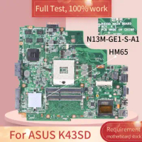 REV.4.1 For ASUS K43SD HM65 N13M-GE1-S-A1 Notebook motherboard Mainboard full test 100% work