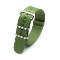 Retro Classic Watch Band 18mm 20mm 22mm 24mm Army Green Military Fabric Woven Nylon Watchband Strap Buckle Belt