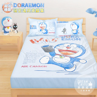 享夢城堡 雙人床包枕套5x6.2三件組-哆啦A夢DORAEMON 祕密道具素描集-藍
