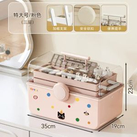 化妝品收納盒桌面可手提帶蓋透明大容量多功能髮飾美甲工具收納箱