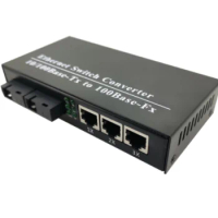 Wanglink 10/100M Ethernet Fiber Optical Media Converter 3 RJ45 2 SC Fiber Optic Media Converter