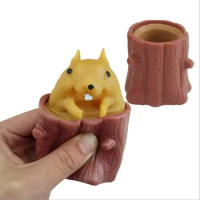 Decompression Adults Vent Toys Squishy Evil Squirrel Cup Kawaii Chipmunks Fun Pop Stress Relieve Fidget Toy For Kids Antistress