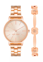 Nine West Nine West NW2772RGST0000 rose gold round watch with 1 pc bracelet