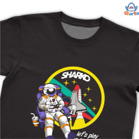 Kaos Anak laki-laki Perempuan 2 - 10 Tahun | Hitam & Almond Brown | Lets Play In Space | Sharko