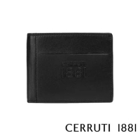 【Cerruti 1881】限量2折 義大利頂級小牛皮4卡零錢袋皮夾 全新專櫃展示品(黑色 CEPU05714M)