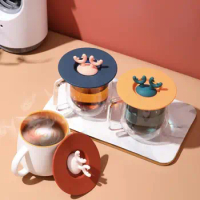 Cartoon Antler Silicone Cup Lid Mug Ceramic Cup Leak-proof Dust-proof Spill-proof Seal Creative Bowl Lid Multi-purpose Cup Lid