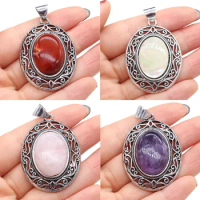 Natural Stone Pendants Lapis lazuli Rose Quartz for Tribal Women Necklace Earring Jewelry Gifts Ma