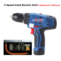 DCJZ10-10B 12V Cordless Drill 2 speed Rechargeable Lithium Battery Multi-function Electric Screwdriver Hand Drill Power Tools