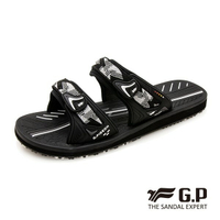【GP】男款簡約織帶風格雙帶拖鞋G0573M-白黑色/藍色(SIZE:40-44 共二色) G.P