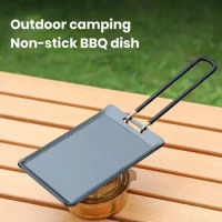 Outdoor Grill Pan Barbecue Pan Stainless Steel Non-stick Bbq Grill Pan for Outdoor Camping Picnic Cooking Multifunctional