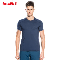 SNOWWOLF Outdoor Quick Dry Breathable Stretch T-Shirt Men Sport Shirt Running Camping Exercises Short Sleeve Tops