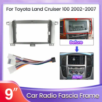 2 Din Car Radio Fascia Frame for Toyota Land Cruiser 100 2002-2007 Android GPS DVD Cover Stereo Refitting Panel Bezel Kits