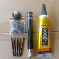 Obeng 5in1 Lem lcd 15ml isi Hitam dan Baut hp universal
