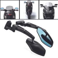 กระจกมองหลังสำหรับแข่งมอเตอร์ไซค์, เลนส์สีน้ำเงิน, สีดำ, เข้ากันได้กับ Kawasaki GPz 750, Ninja 300, 