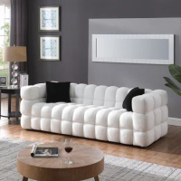 Luxurious Comfortable 84.3 length ,35.83" deepth Human Body Structure Marshmallow Sofa,Boucle Fabric Sofa With 3 Seater