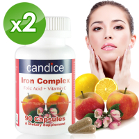 Candice康迪斯複方樂補鐵膠囊(90顆*2瓶)｜添加葉酸、維生素C、維生素B12