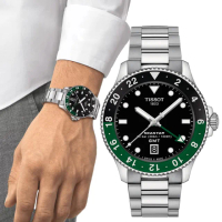 【TISSOT 天梭】Seastar 1000 海星 GMT 雙時區潛水錶(T1208521105100/40mm)