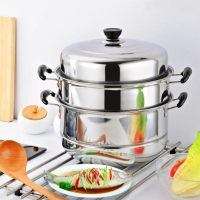 Nồi Hấp Inox 3 Tầng (26cm/ 28cm) và Bộ nồi hấp pot inox 2 tầng 28cm. LMS
