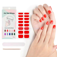 16 Strips Semi Cured Gel Nail Stickers Set for UV Lamp Full Cover Sweet Summer Manicure DIY Gel Nail Wraps