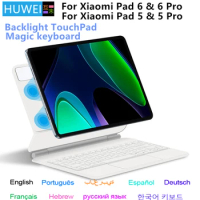 HUWEI Magic Backlight Keyboard Case For XIAOMI Pad 6 5 Pro Tablet Mi Pad 6 Pad6 5 Pro 11" Smart TrackPad Magnetic Keyboard Cover