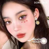 Kính Áp Tròng DORIS.LENS - PEACH VIOLET Không Giãn 14.0mm Lens Mắt Tím 0 Đến 10 Độ Lệch Độ lens nâu